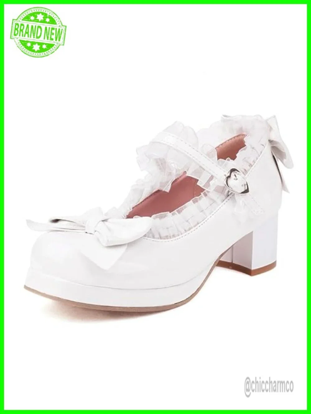 Platform Mary Jane Heels Patent Chunky Block Heel Pumps Shoes with Bow